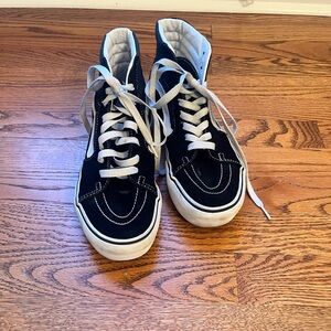 Vans Sk8-Hi Classic Women's Size 8.5 US Black White Suede Skate Shoes Sneakers
